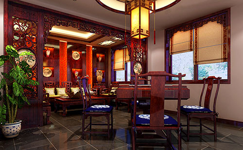 蒙城古典中式风格茶楼包间设计装修效果图