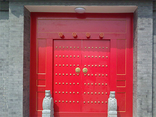 蒙城中国传统四合院系列朱红色中式木制大门木作
